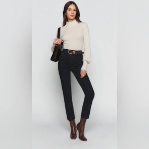 Reformation Black Ultra High Rise Straight Cropped Jeans